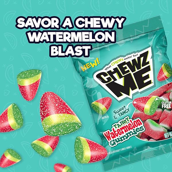 COLOMBINA CHEWZME WATERMELON GUMMIES, SOUR GUMMY CANDY, 6 OZ (PACK OF 1)