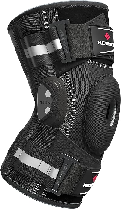 NEENCA Knee Brace Adjustable Hinged Support with X-Strap System