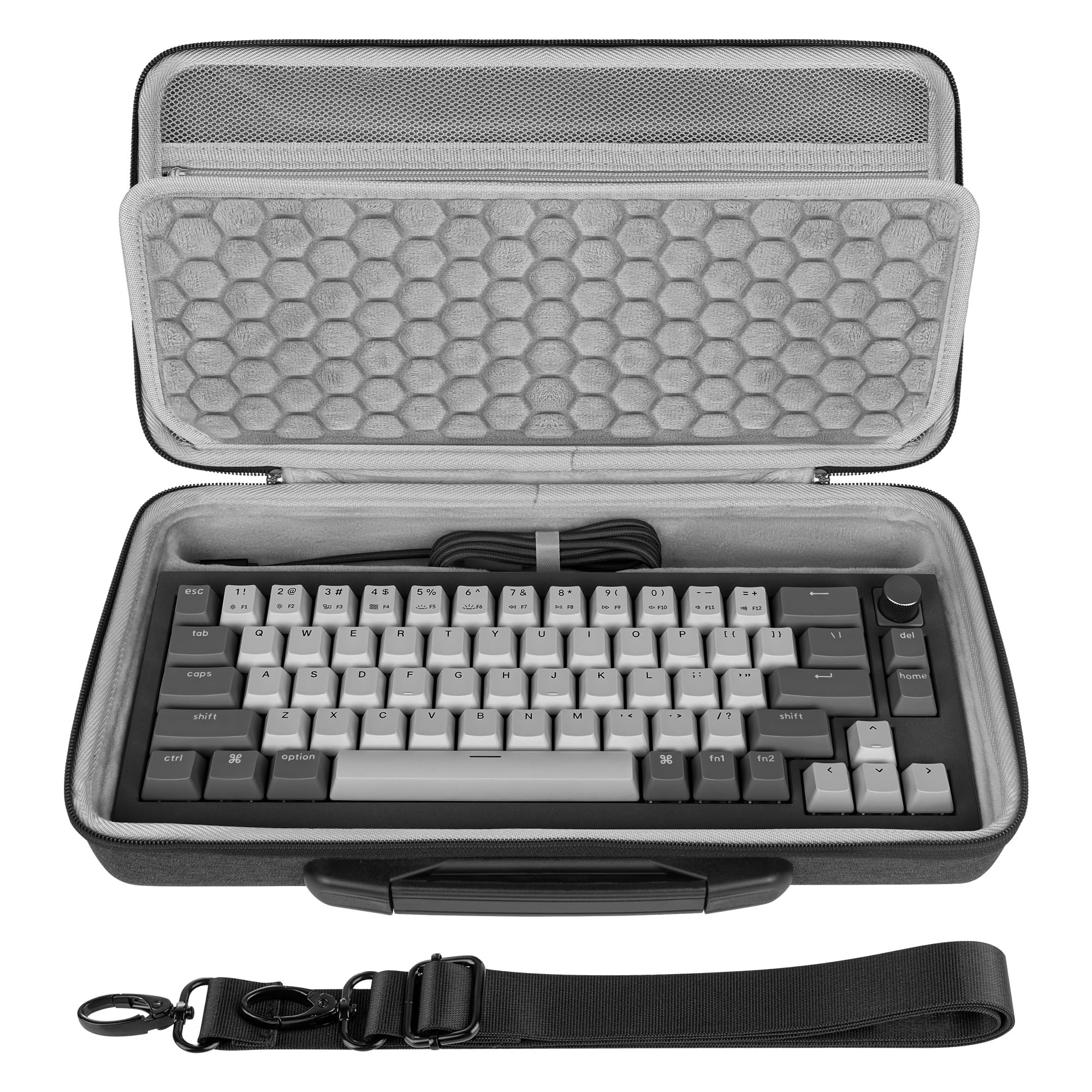 GEEKRIA 65% Keyboard Hard Shell Case, Compatible with Razer Huntsman V3 Pro Mini, ASUS ROG Falchion Ace HFX 65%, Keychron Q2/ Q2 Pro/ V2, Travel Carrying Bag for 68 Keys Keyboard (Dark Gray)