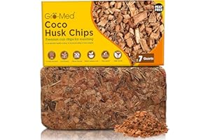 Gro-Med Coco Husk Chips Brick 1.1lb Expands Upto 7 Quarts Coconut Coir Chip, Best Mulching Medium for Plants Gardening, Potting Soil Mix, Orchid Bark Alternative - OMRI Certified, Low EC, Balanced pH