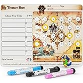 Mimi Doodle Magnetic Reward Chart for Kids – 16x12 Reusable Progress Path & Milestone Board for Fridge with mini Magnetic Characters as Goal Tracker – Behavior Chart for Kids at Home – Pirate Quest