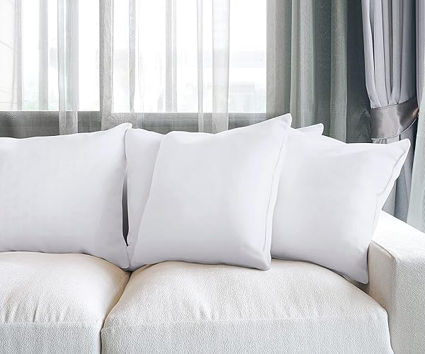 UTOPIA BEDDING THROW PILLOWS (SET OF 4, WHITE) – 22 X 22 INCHES DOWN ALTERNATIVE PILLOWS FOR BED, SOFA, AND COUCH – FLUFFY DECORATIVE STUFFER PILLOW FOR INDOORS & OUTDOORS