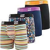 Billabong Mens Underwear 4 Pack Nylon Performance Boxer Briefs for Men