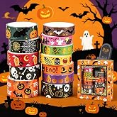 Bekecidi 12 Rolls Halloween Washi Tape Set, Holiday Masking Tape Decorative Tape with Classic Halloween Patterns, Washi Tape for Scrapbook Journal DIY Craft Gift Wrapping Party Decor