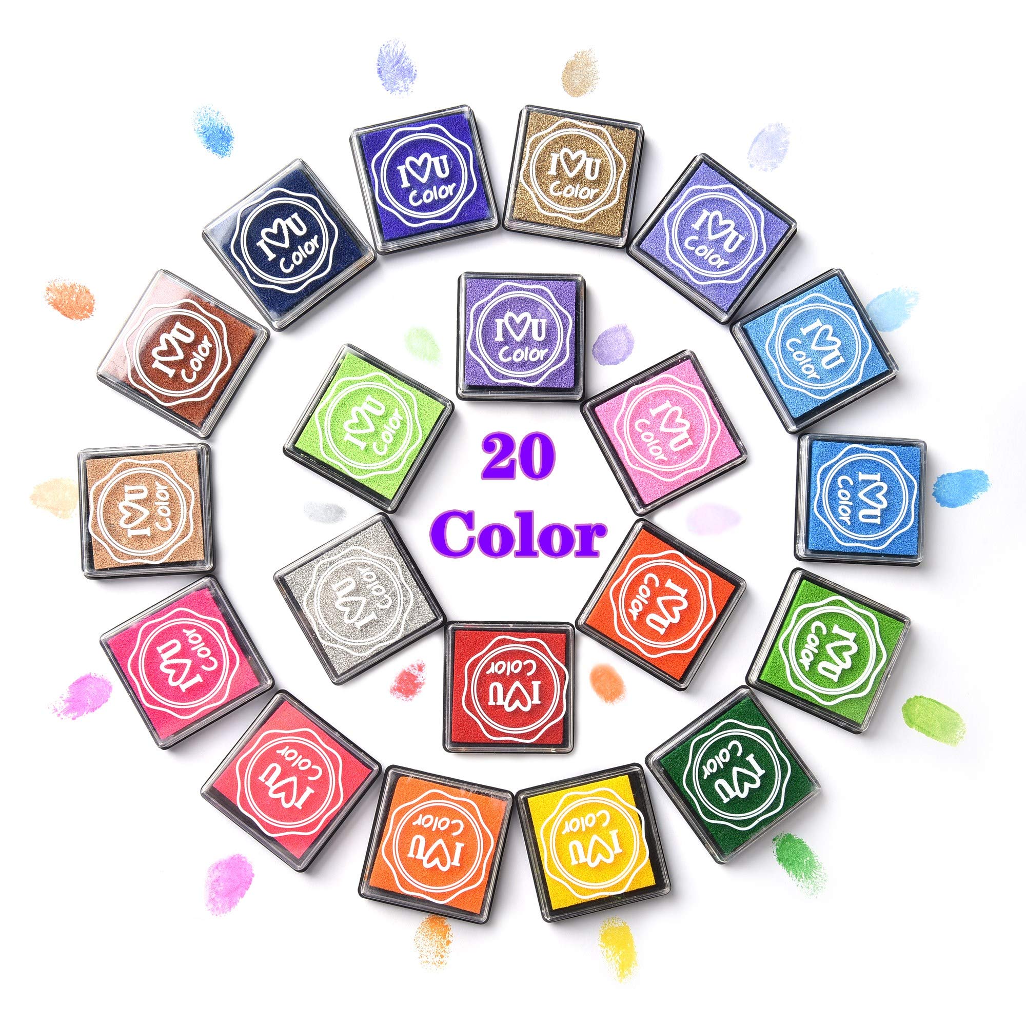 moinkerin Ink Pad Ink Stamp Pad Finger Ink Pad for Card Making, Rubber Stamps, Paper, Fabric,Washable (20 Colors)
