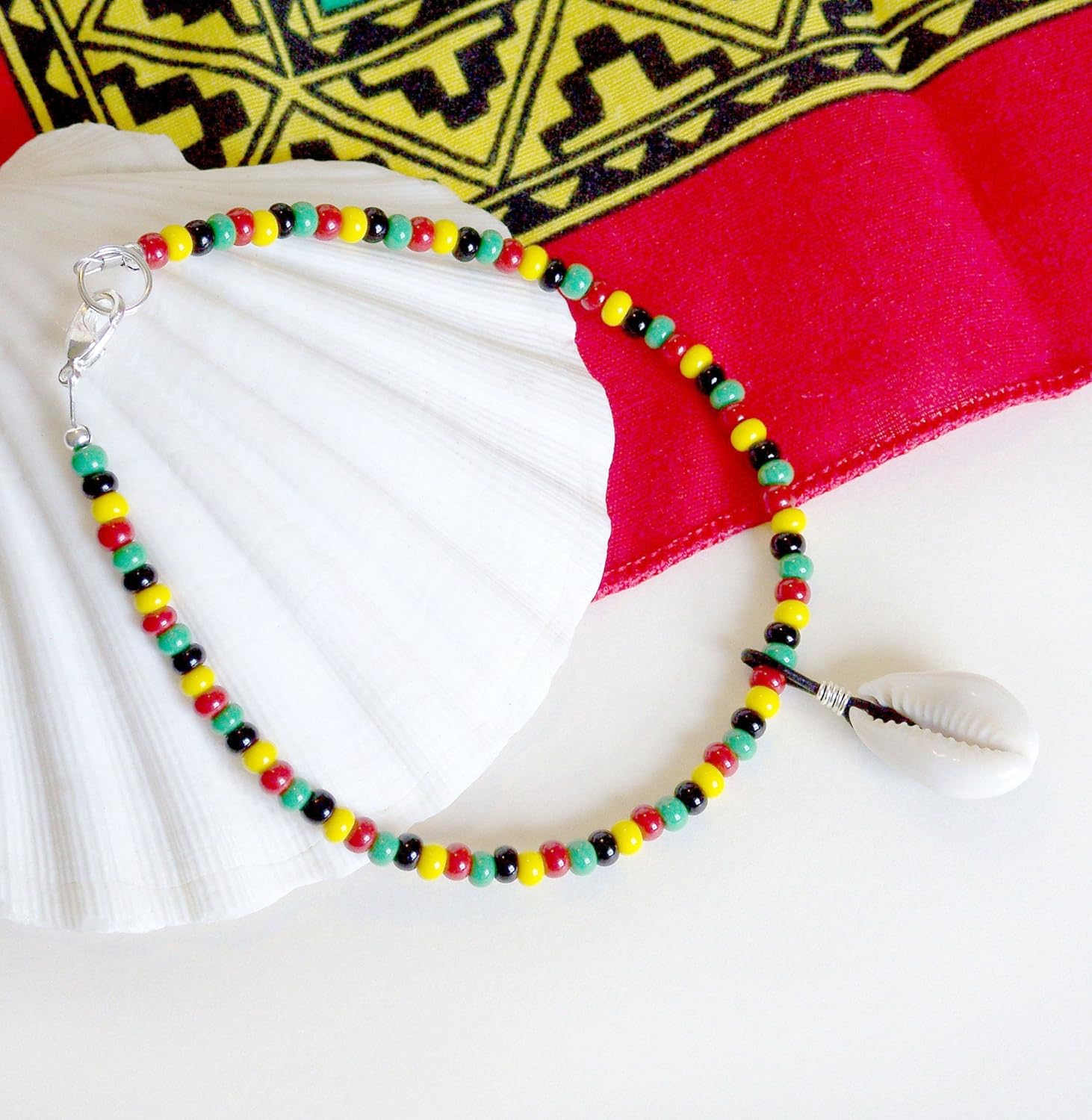 Jamaican Style Beach Anklet, Cowrie Shell Anklet Handmade