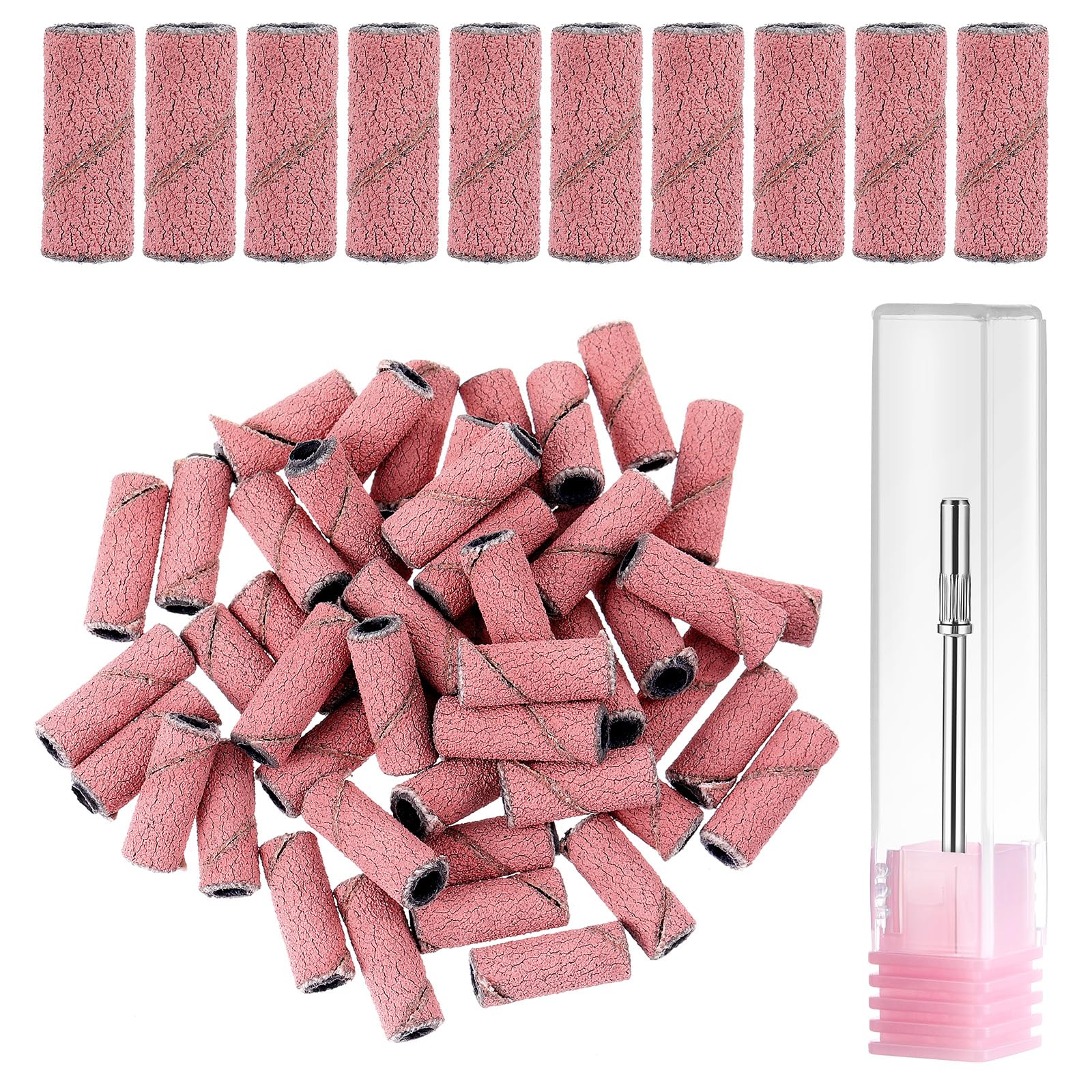 JIEYAO 100 Pcs Small Sanding Band Nail Drill Bits, Mini Cuticle Sanding Files, 180# Extra Fine Grit Nail File Sanding Bands with 3.1mm Mandrel Bit Small Bands for Acrylic Nails Gel Manicure(#180)