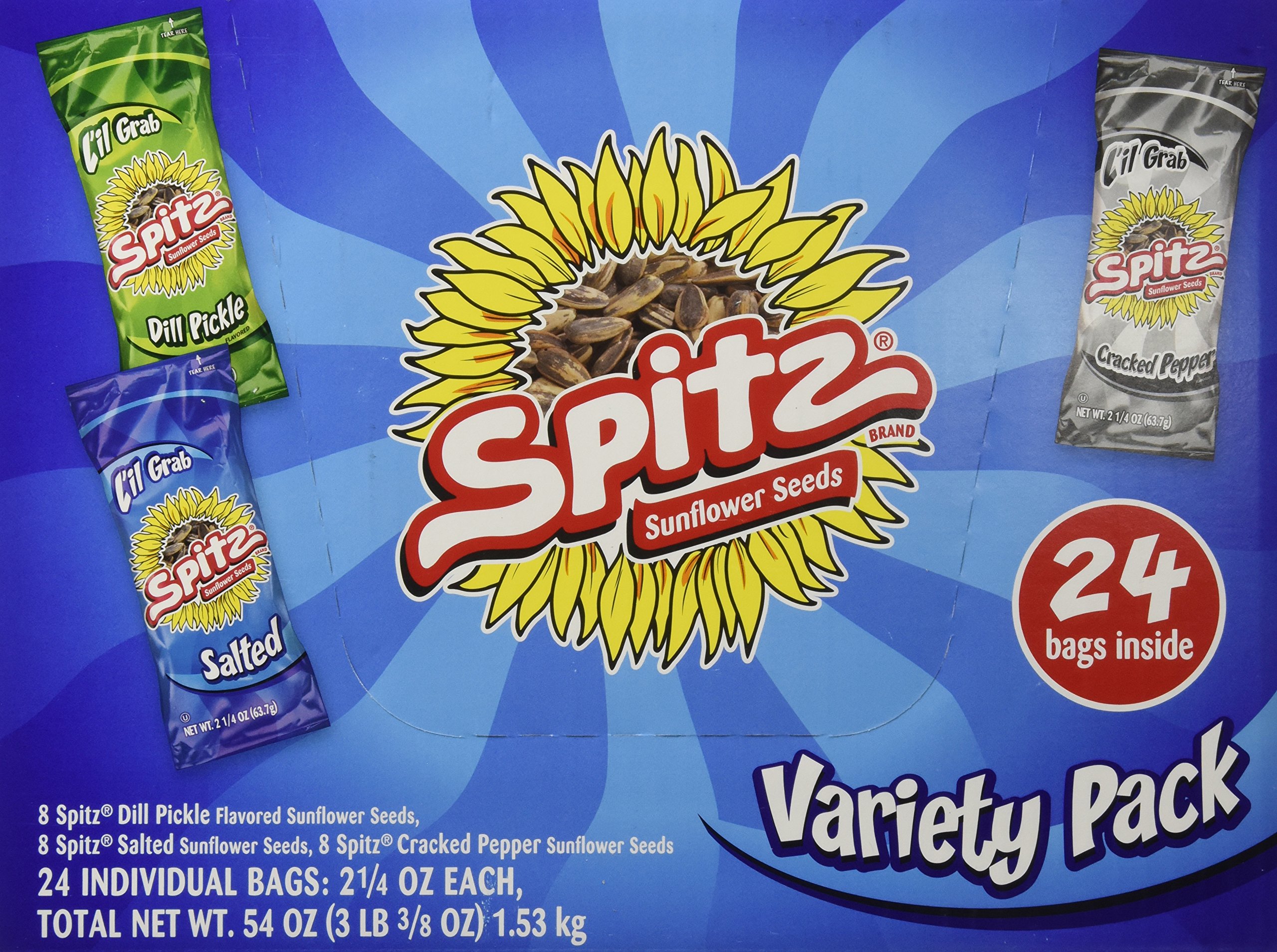 Spitz Sunflower Seeds Variety Pack 24individual bags (2.25 oz each) of