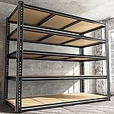 48" W Garage Shelving Heavy Duty 3080LBS Garage Storage Shelving, 5 Tier Adjustable Metal Shelving Unit Utility Rack Shelf for Warehouse, Pantry, Closet, Kitchen 72" H x 48" W x 24" D, Black,Gifts