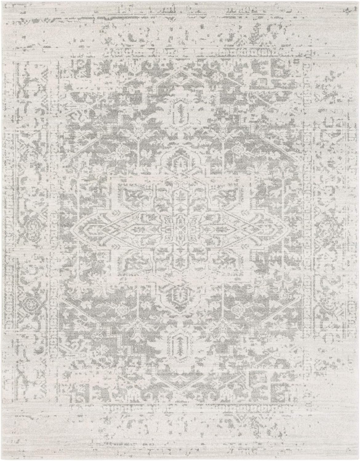 Janine Gray and Beige Updated Traditional Area Rug 7'10" x 10'3: Furniture & Decor