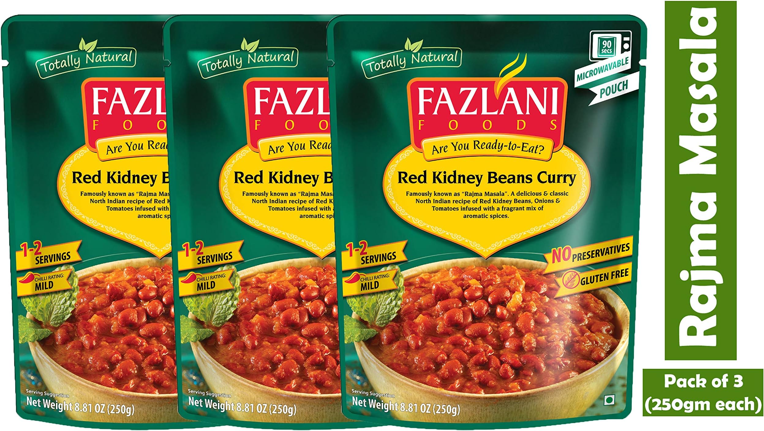 FAZLANI FOODS Ready To Eat Rajma Masala, Indian Dish, Just Heat And Eat - Pack Of 3 (300 Gm)