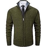Vcansion Men's Slim Fit Full Zip Up Stand Collar Casual Knitted Sweaters Cardigan with Pockets
