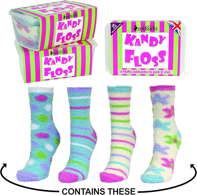 Set of 4 Ladies Fluffy Odd Socks to Mix and Match. Uk Size 4 8