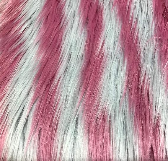 Amazon Haraishi 二色組み合わせ ピンク グレー ストライプ 狐 フェイクファー 毛足長い光沢感ある生地 約幅160cm 50cmカット 布 生地 通販