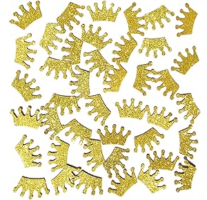 Famoby 100pcs/pack Gold Glittery Prince King Crown Confetti for Baby Shower Party Decorations