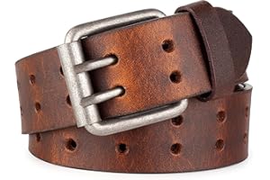 F&L CLASSIC Leather Work Belt, Heavy Duty Double Prong full grain Leather Belts for Men 1 1/2", Mens Casual Belts for Jeans