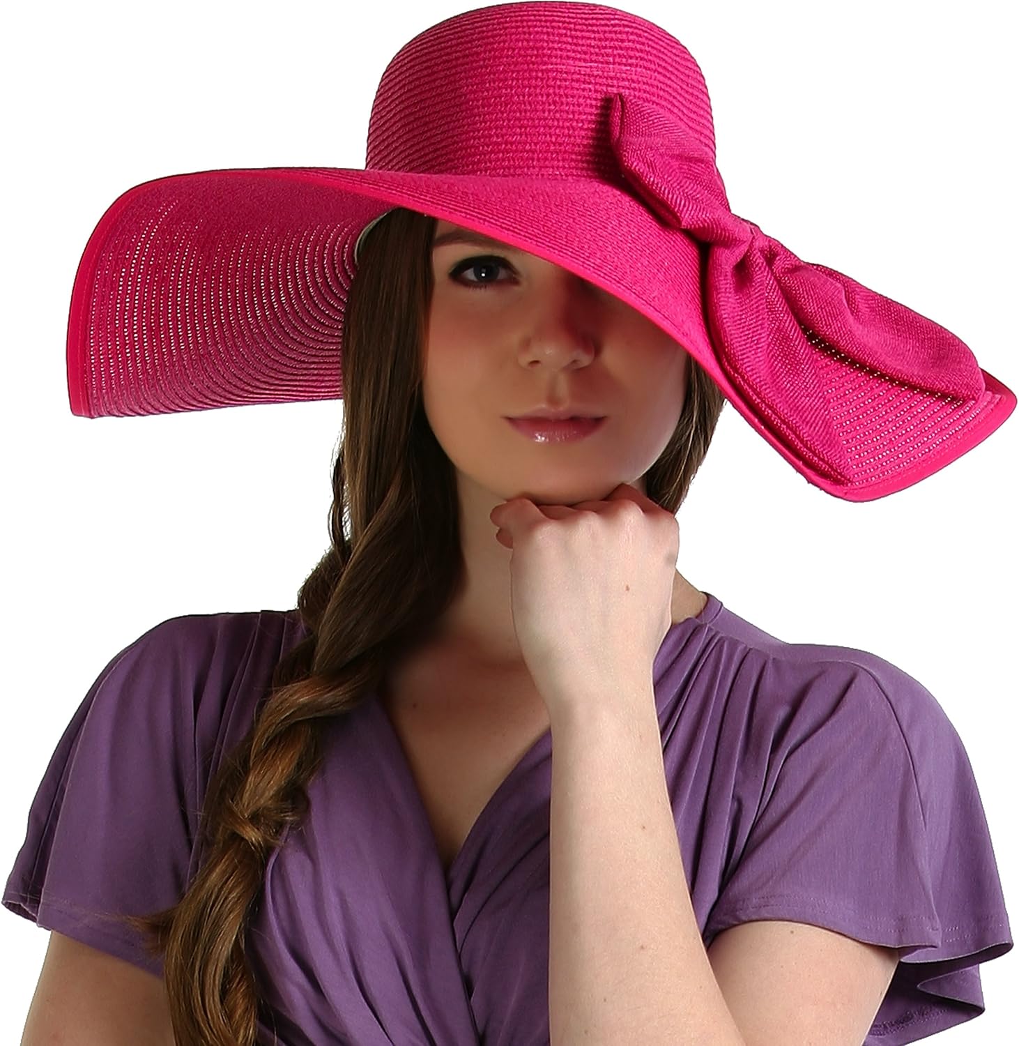 big pink floppy hat
