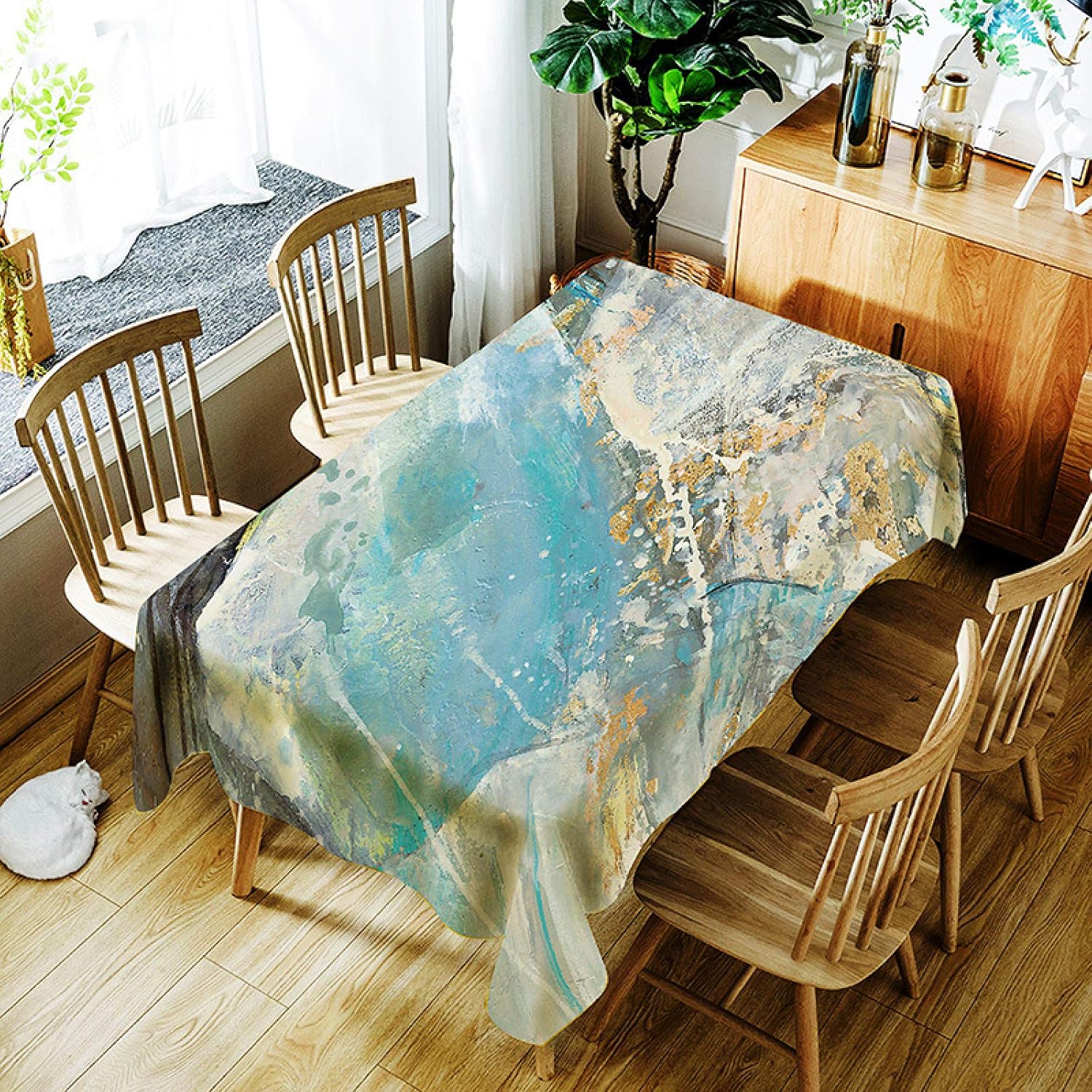 QWEASDZX Creative Fashion Tablecloth Decorative Waterproof Oil