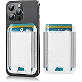 Card Holder for Phone Case, Leather Phone Wallet Stick On, Strongest Adhesive Phones Wallet for iPhone/Android, Minimalist Slim RFID, Fit 7 Cards, White, 1 Pack