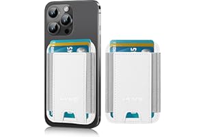 HIWE Phone Card Holder, Premium Leather Phone Wallet Stick On, Strong Adhesive Cell Phone Pocket Credit Card Holder for Phone Compatible with iPhone, Samsung & Most Smartphones, Fit 7 Cards, White, 1 Pack