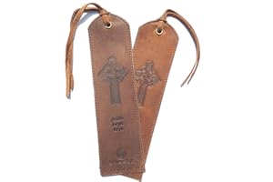 SOVEREIGN-GEAR Leather Bookmark Handmade Celtic Cross Design - 2 Genuine Leather Bookmarks for Men and Women with Christian Upright High Cross and Knot Design - Perfect Book Lovers Gift for Bookworms
