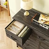 CAIYUN 9-Drawer Fabric Dresser with Wood Top Charcoal Black view 9