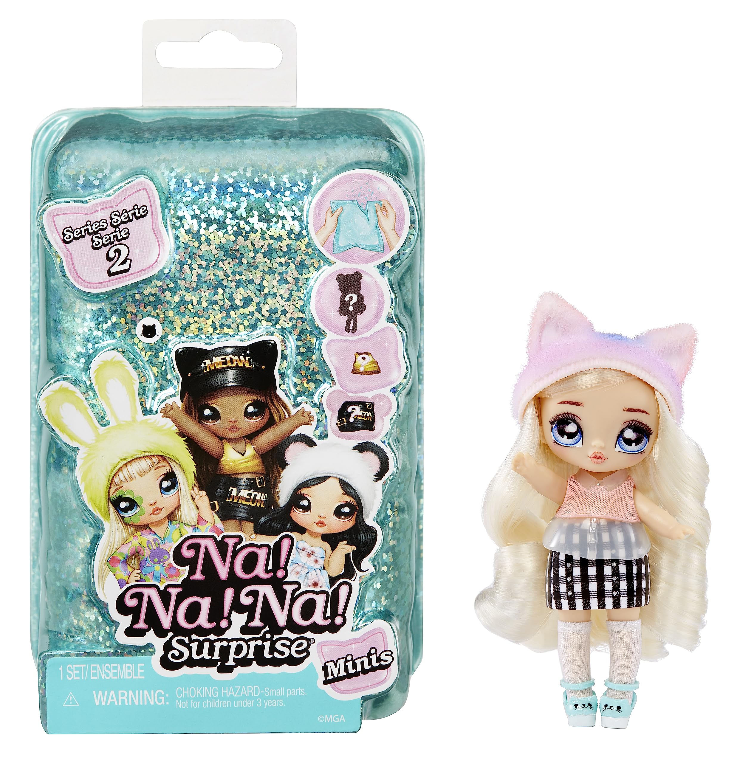 Na Na Na Surprise Minis Series 2 - 10 cm Fashion Doll - Mystery Packaging with Confetti Surprise - Includes Poseable Doll, Outfit and Shoes - Great Toy Gift for Kids - For Girls and Boys Ages 4+