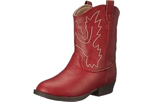 Baby Deer, Faux-leather, Rubber-soled, Kids Pointed Toe Western Boot for Boy or Girl Children with Ornamental Cowboy Stitching