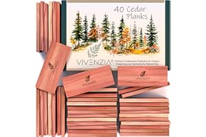 Vivenzia Cedar Blocks for Clothes Storage -40 Cedar Planks- Natural Closet Smell Eliminator, Natural Closet Deodorizer, Drawer Fresheners for Dresser, Odor Absorber for Dresser Drawers.