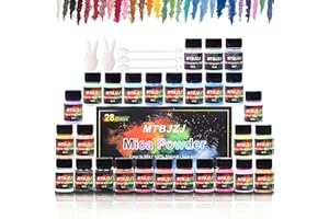 MTBJZJ Mica Powder for Epoxy Resin, 28 Colors Pigment Powder - Metallic Mica Powder for Candle Dye, Lip Gloss Pigment, Soap Making, Slime Colorant, Paint, Bath Bombs, Lip Gloss