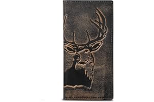 House of Jack Co. DEER Long Wallet For Men | Full Grain Leather With Hand Burnished Finish | Long Bifold Wallet | Rodeo Wallet | Deer Hunter Gift