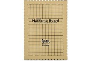 The Beadsmith Mini Macrame Board, 7.5 x 10.5 inches, 0.5-inch-Thick Foam, 6 x 9" Grid for Measuring, Bracelet Project with In