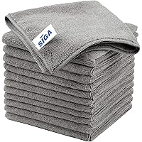 MR.SIGA Microfiber Cleaning Cloth, All-Purpose Microfiber Towels, Streak Free Cleaning Rags, Pack of 12, Grey, Size 32 x 32 c