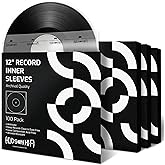 Hudson Hi-Fi Anti-Static Vinyl Record Sleeves - Durable Clear Disc Sleeves- Protect Your LP Albums from Scratches, Dust &amp; Dirt - Acid-Free Rice Paper Disc Covers, 100x Inner Sleeves