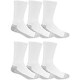 Fruit of the Loom mens Cotton Work Gear Crew Socks | Cushioned, Wicking, Durable | 6 Pack