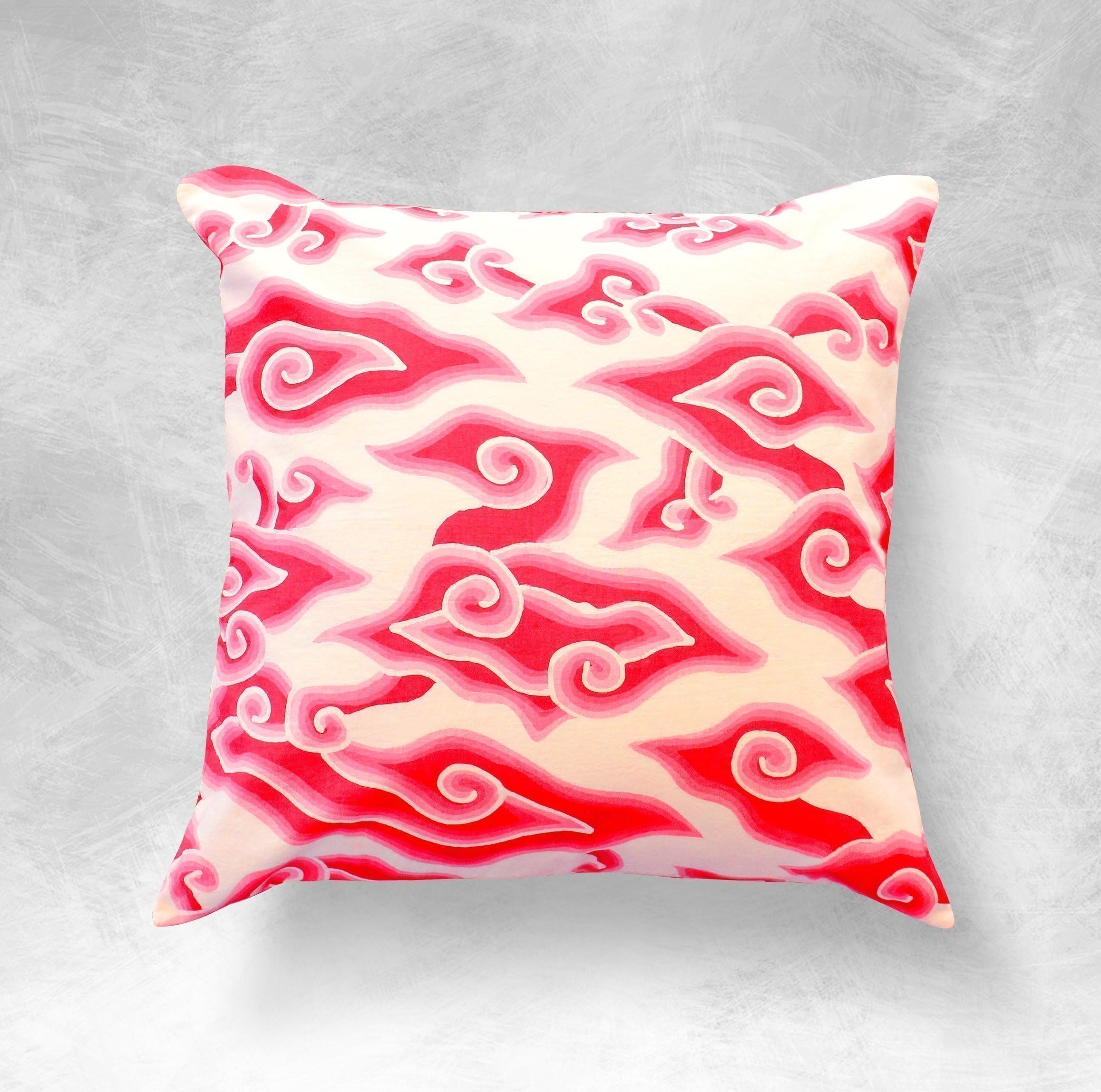 Red Boho Ikat Pillow Cover, 18", Square, Cotton, Valentine's Day Gift, Pillow Shams, Cushion Cover, Throw Pillow, Pillowcase, Pillow Shams, Decorative Pillow, Batik Pillow, Sofa Pillow, Kids Pillow