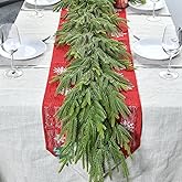 9FT 2Pack Real Touch Christmas Norfolk Pine Garland, Artificial Christmas Garland, Faux Greenery Garland with Lifelike Texture for Fireplace Mantle Table Wall Stair Indoor Outdoor Holiday Xmas Decor