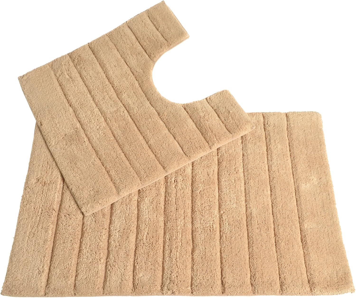 Allure Bath Fashions Pedestal and Bath Mat Set 100 Cotton Toilet Mat Set Design Linear Rib 2