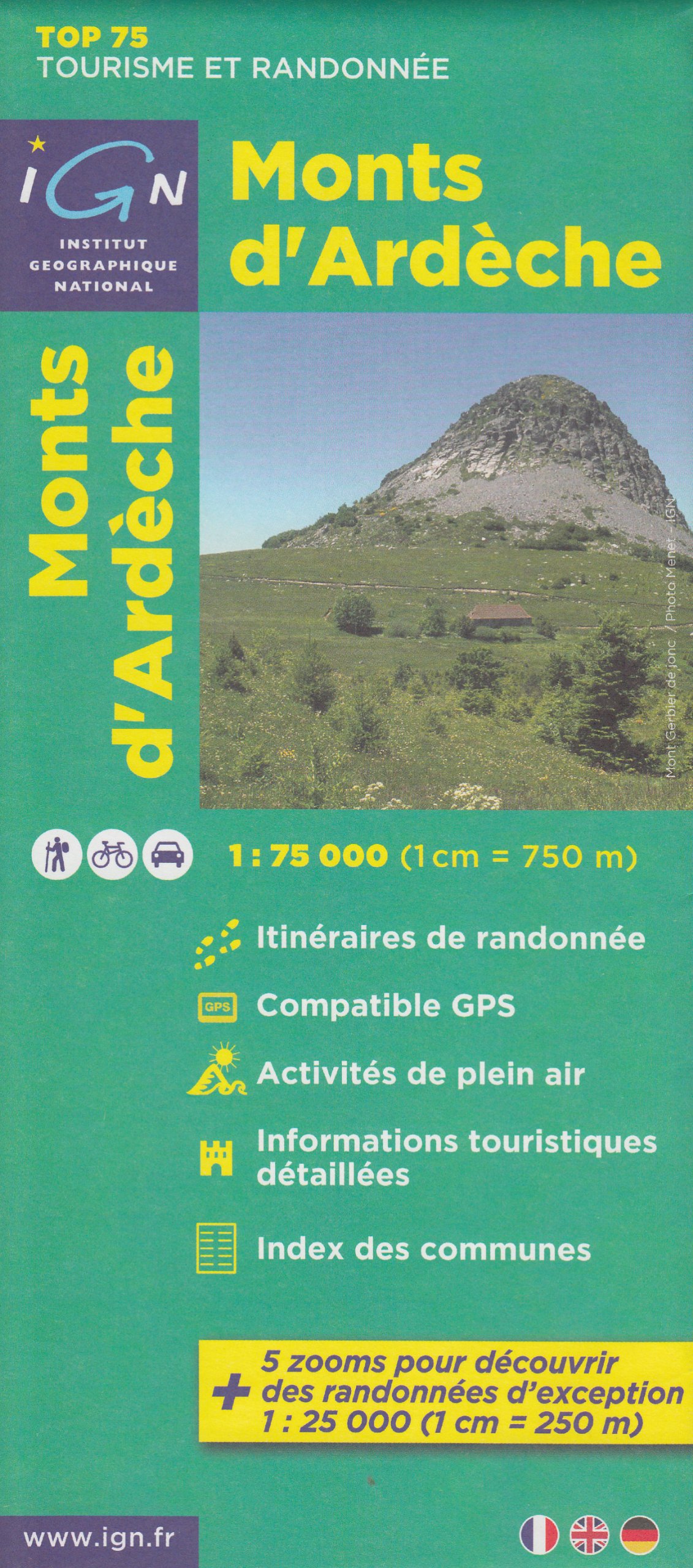Amazon Fr Ign Top 75 Des Monts D Ardeche 1 75 000 1 25 000 Carte Topographique De Randonnee Rhone Alpes France Ign Inst Geogr National Livres
