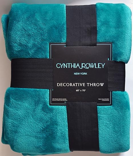Plush Decorative Throw Blanket Cynthia Rowley Teal Green 60 X 70