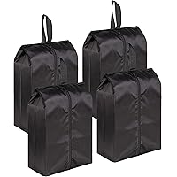 MISSLO Portable Nylon Travel Shoe Bags with Zipper Closure (Pack 4, Black)