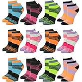 Gelante 12-Pair Women's Ankle Socks, Colorful Comfortable Lightweight Breathable Athletic