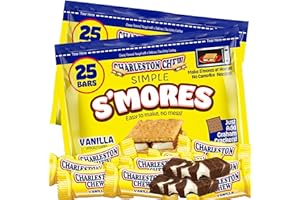 ZOMPOZ CharlstonChews Smores Candy S'mores Kit, , 50 Count Bulk Individually Wrapped Chocolate Covered Marshmallows, Easy to Make Instant Premade Smores, Fun Size Candy Treat Bars, Vanilla Flavor Nougat Chocolate Bars