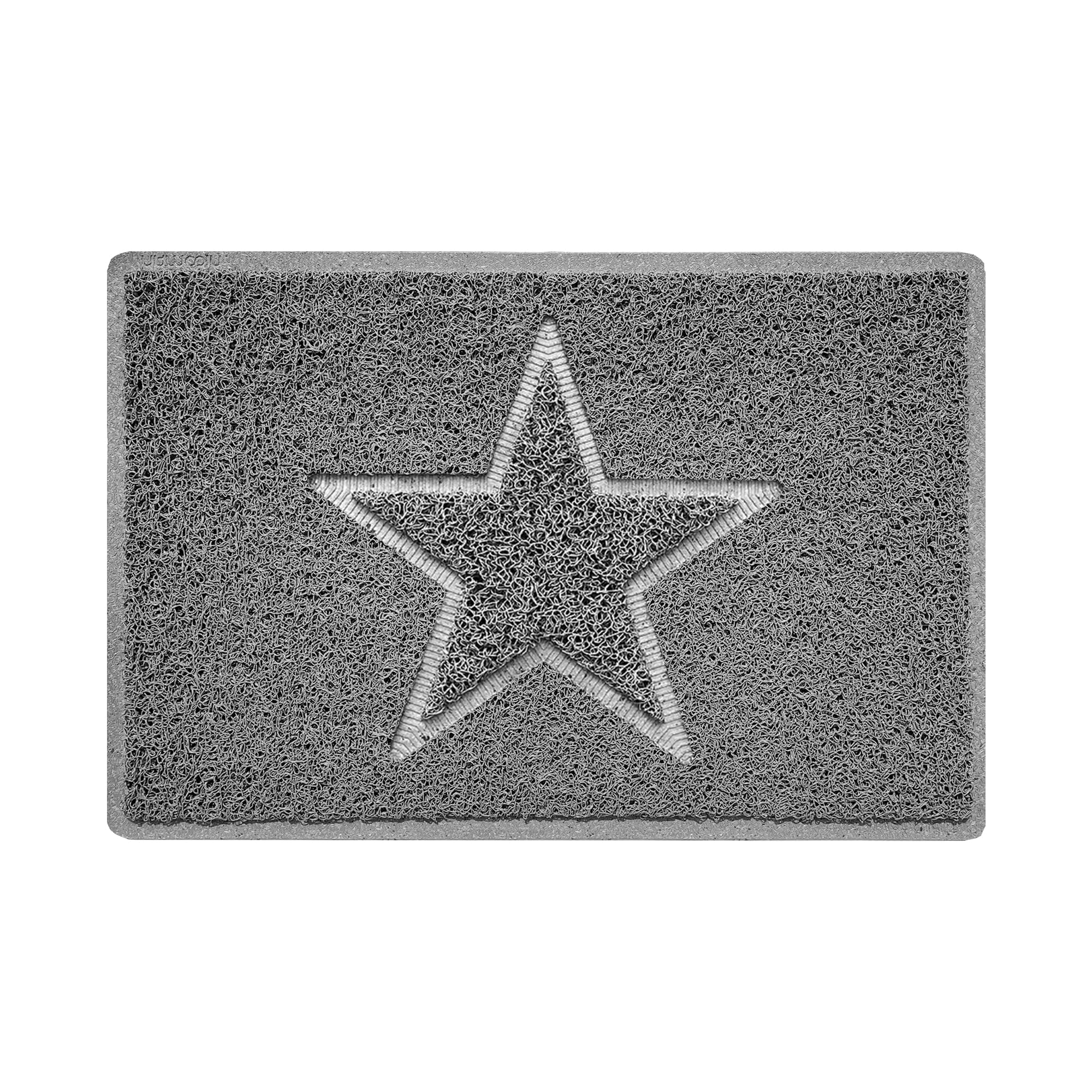 Nicoman Star Shape Embossed Entrance Door Mat Non Slip Dirt Trapper PVC Spaghetti Mat with Rubber Base, Jet Washable Quick Drying Doormat Indoor or Outdoor - (Small, Grey, 60 x 40cm)