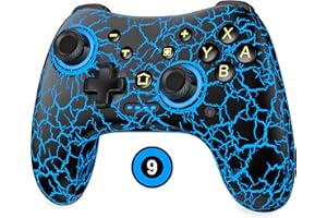 NEALGAMEFY Switch Controller Compatible with Switch/Switch Lite/Switch OLED/Windows/iOS/Android, Wireless Switch Pro Controller with Cool Dynamic Light,Programmabele,Turbo,6-Axis Gyro,4-Speed Vibration