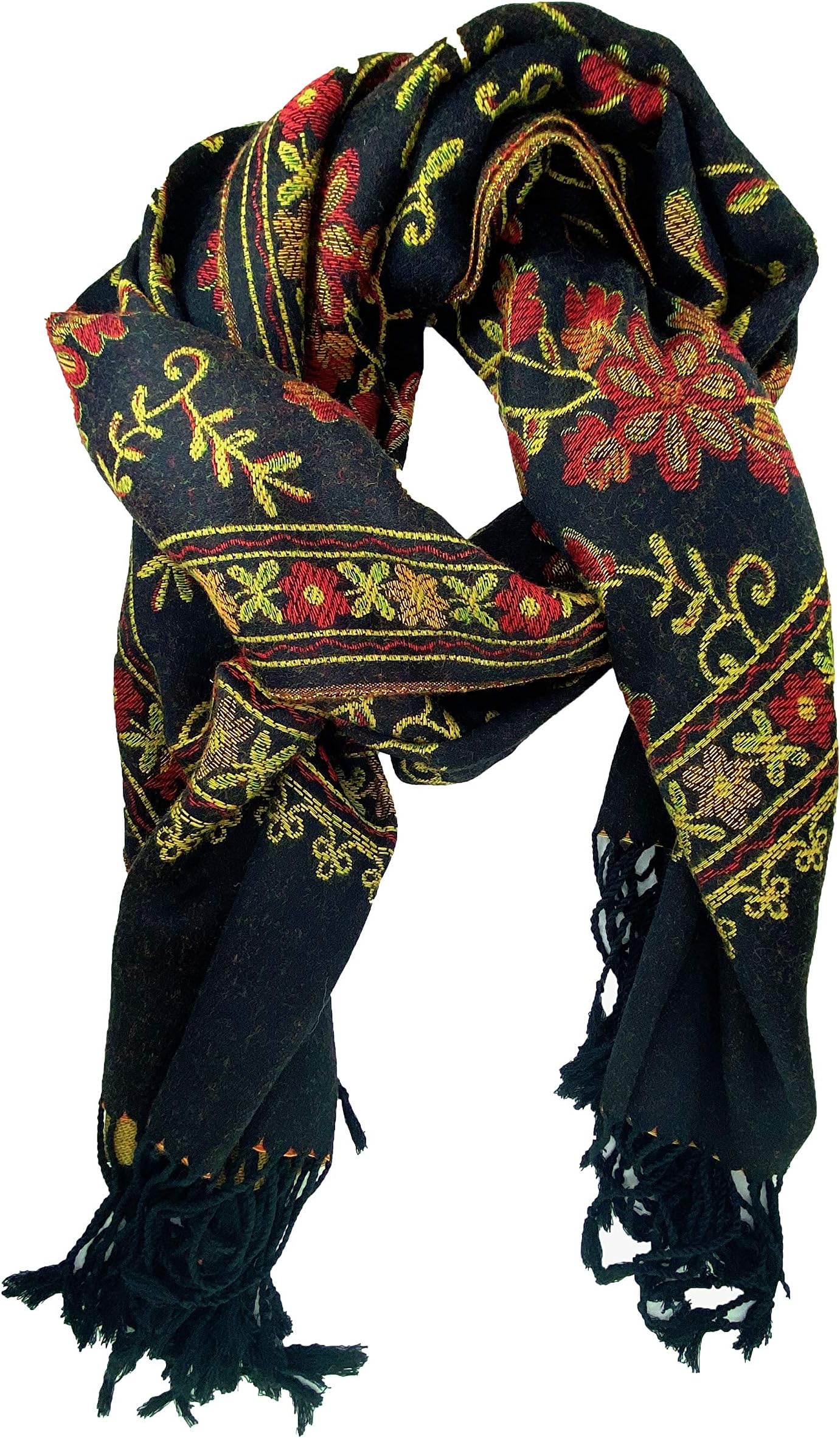 Pashmina Soft Silky Thick Reversible Paisley Cashmere Shawl Wrap Scarf with Fringe in Elegant Colors
