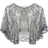 BABEYOND 1920s Shawl Wraps Sequin Beaded Evening Cape Bridal Shawl Bolero Flapper Cover Up