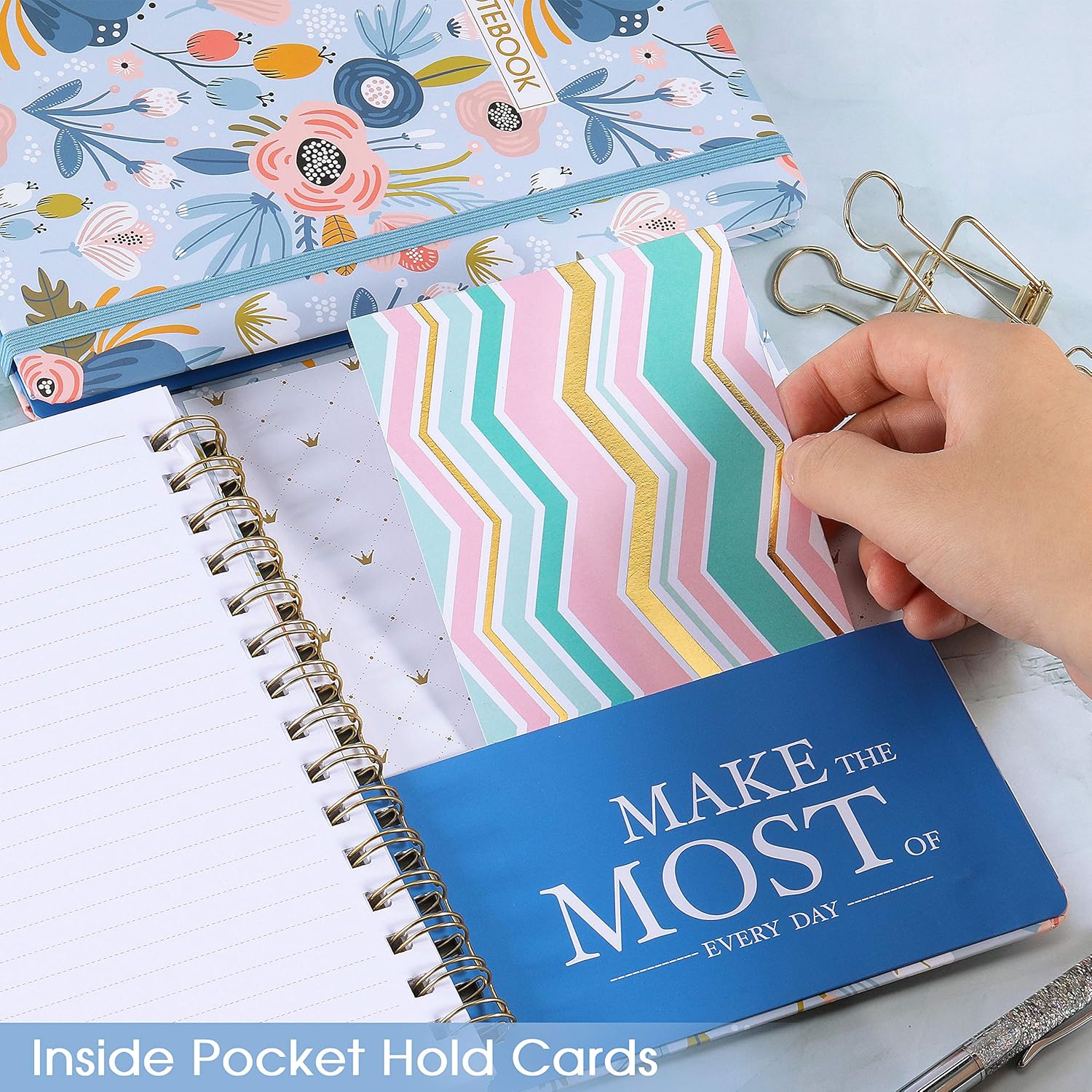 Ruled Notebook/Journal - Lined Journal with Premium Thick Paper, 8.45" X 6.38", College Ruled Spiral Notebook/Journal, Banded with Exquisite Inner Pocket, Hardcover : Office Products