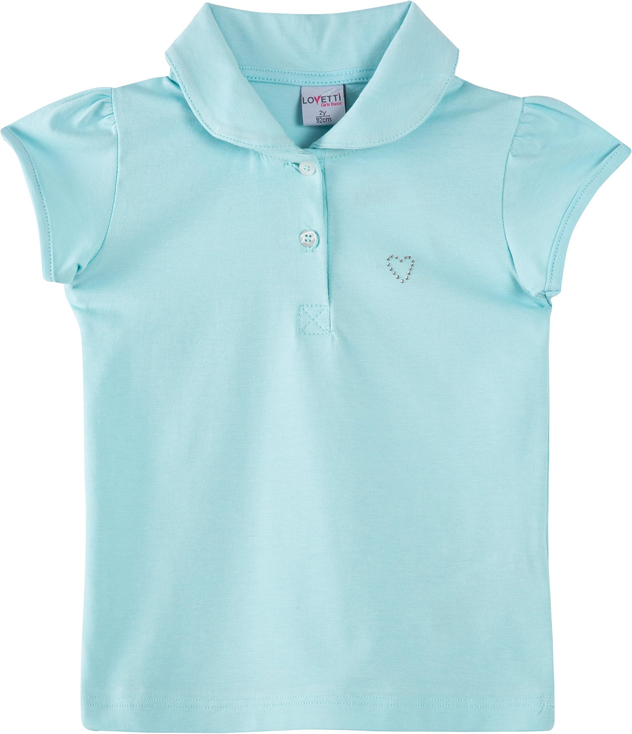 Lovetti Girls' Basic Short Puff Sleeve Polo Shirt