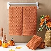 Mindsoft 4 Pack Burnt Orange Hand Towels Waffle Striped Pattern 100% Cotton Soft Hand Towels for Bathroom 13 x 29 Inch Absorbent Waffle Washcloths for Bathroom Kitchen